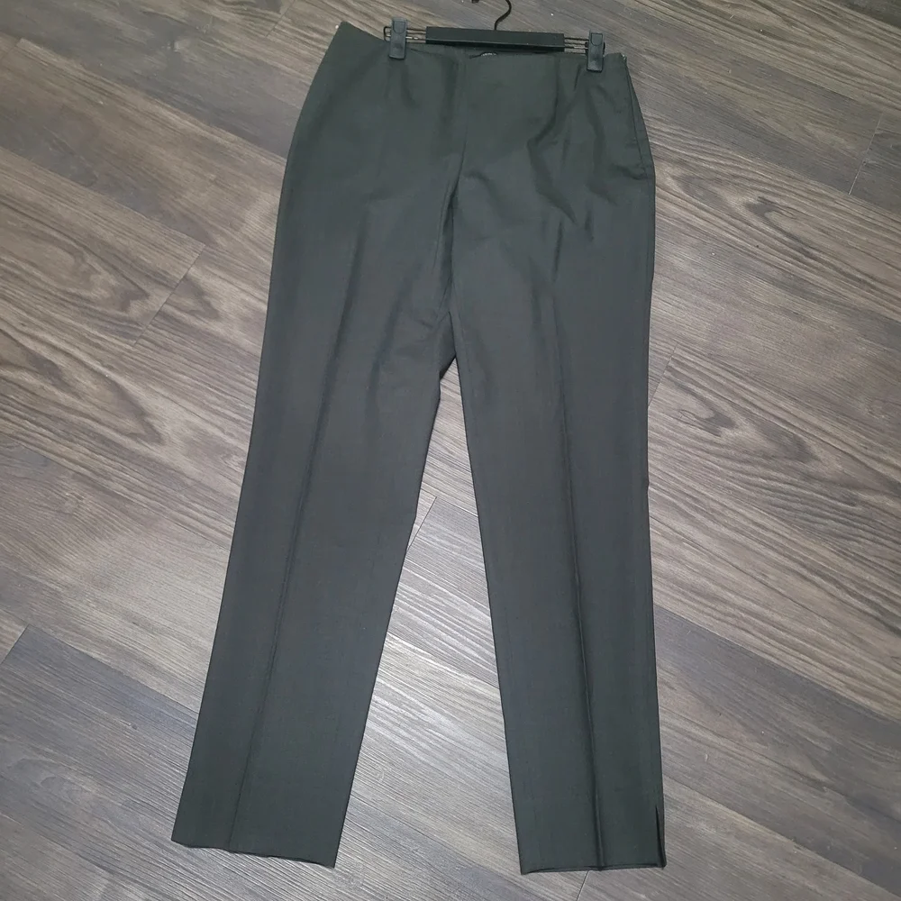 Lafayette 148 Dress Pants Size 6 Greenish Gray Side Zipper Wool Office Work